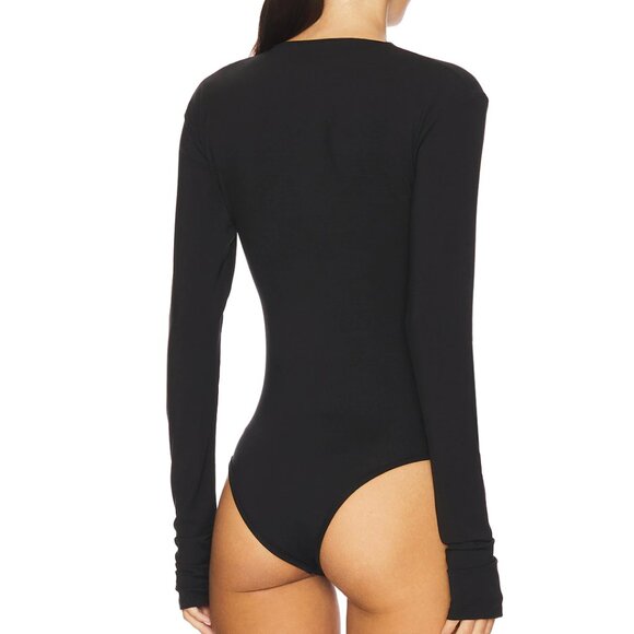 NEW The Line by K Greta Bodysuit in Black Long Sleeve Sweater Shirt Button Up - Picture 3 of 4